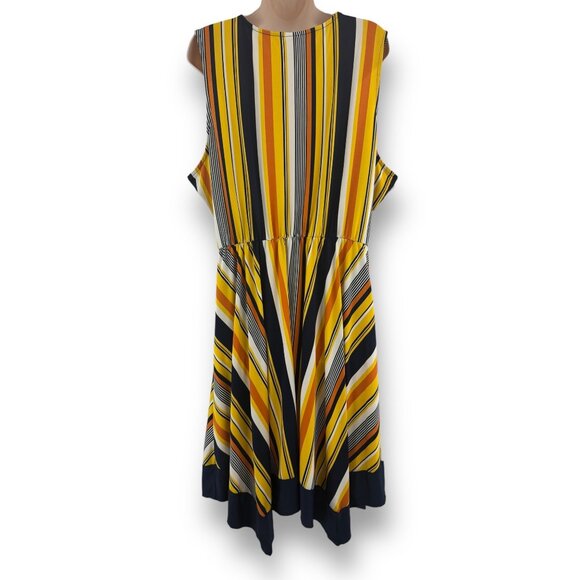 Size 3X 22 24 STRIPED DRAWSTRING WAIST HANDKERCHIEF HEM DRESS Summer Plus Size - Picture 4 of 5